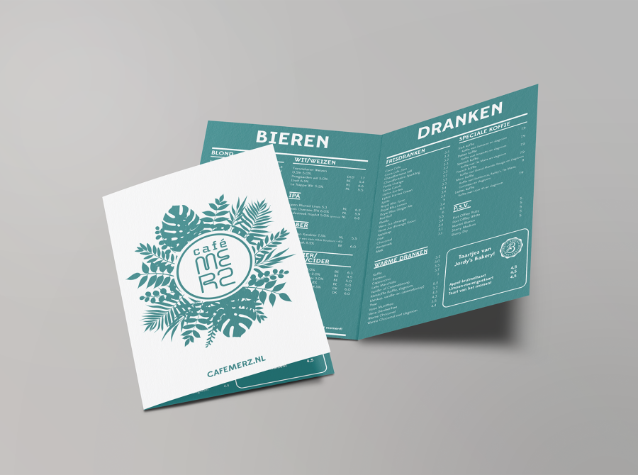 Zakelijk drukwerk: menukaarten voor Café Merz